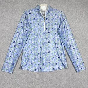 San Soleil Top Womens Small Golf‎ Cart Print 1/4 Zip UV 50 Cooling Performance